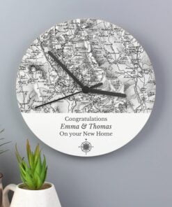 Personalised 1805 – 1874 Old Series Map Compass Wooden Clock
