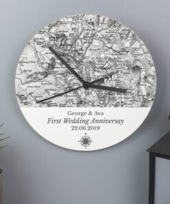 Personalised 1805 – 1874 Old Series Map Compass Wooden Clock