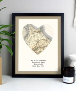 Personalised 1896 – 1904 Revised Map Heart Black Framed Print