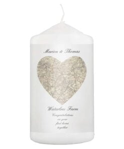 Personalised 1896 – 1904 Revised New Heart Map Pillar Candle