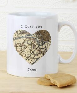 Personalised 1896 – 1904 Revised New Map Heart Mug