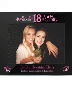 Personalised 18th Birthday Black Glass 7×5 Frame