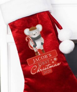 Personalised ‘1st Christmas’ Mouse Red Stocking