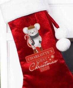 Personalised ‘1st Christmas’ Mouse Red Stocking