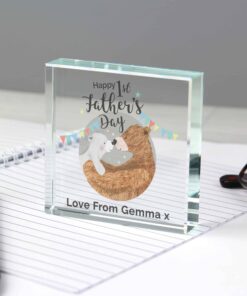 Personalised 1st Father’s Day Daddy Bear Large Crystal Token