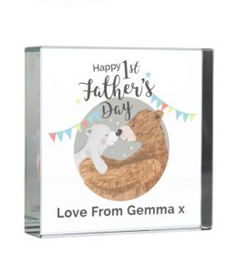 Personalised 1st Father’s Day Daddy Bear Large Crystal Token