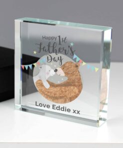 Personalised 1st Father’s Day Daddy Bear Large Crystal Token