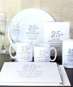 Personalised 25th Silver Anniversary Hardback Guest Book & Pen