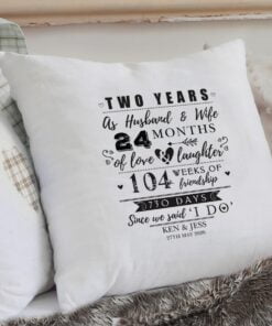 Personalised 2nd Anniversary Cushion Cover