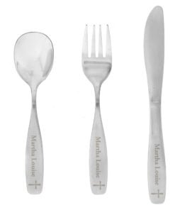 Personalised 3 Piece Cross Cutlery Set