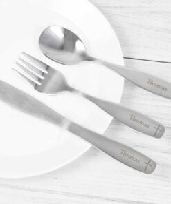 Personalised 3 Piece Cross Cutlery Set