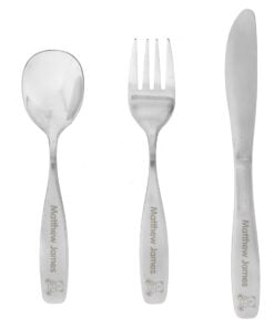 Personalised 3 Piece Teddy Cutlery Set