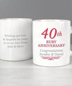 Personalised 40th Ruby Anniversary Mug Set