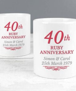 Personalised 40th Ruby Anniversary Mug Set