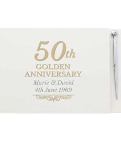 Personalised 50th Golden Anniversary Hardback Guest Book & Pen