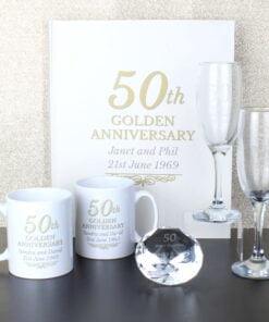 Personalised 50th Golden Anniversary Mug Set
