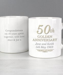 Personalised 50th Golden Anniversary Mug Set