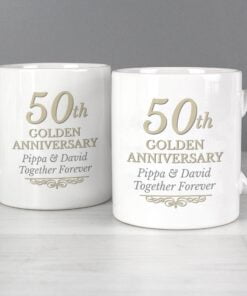 Personalised 50th Golden Anniversary Mug Set