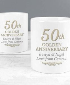 Personalised 50th Golden Anniversary Mug Set