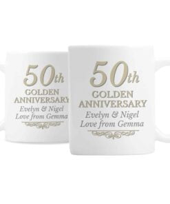 Personalised 50th Golden Anniversary Mug Set