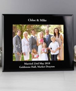 Personalised 7×5 Landscape Black Glass Photo Frame