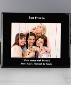 Personalised 7×5 Landscape Black Glass Photo Frame
