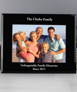 Personalised 7×5 Landscape Black Glass Photo Frame