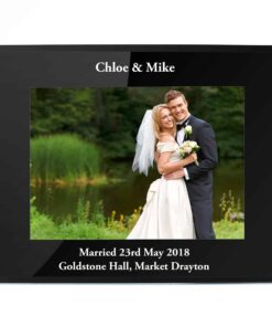 Personalised 7×5 Landscape Black Glass Photo Frame