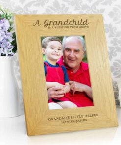 Personalised “A Grandchild Is A Blessing” 4×6 Oak Finish Photo Frame
