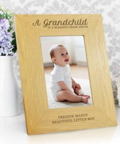 Personalised “A Grandchild Is A Blessing” 4×6 Oak Finish Photo Frame