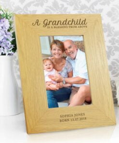 Personalised “A Grandchild Is A Blessing” 4×6 Oak Finish Photo Frame