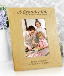 Personalised “A Grandchild Is A Blessing” 4×6 Oak Finish Photo Frame
