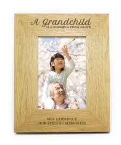Personalised “A Grandchild Is A Blessing” 4×6 Oak Finish Photo Frame