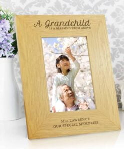 Personalised “A Grandchild Is A Blessing” 4×6 Oak Finish Photo Frame