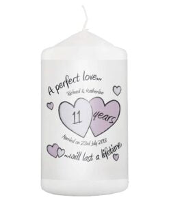 Personalised A Perfect Love Anniversary Pillar Candle
