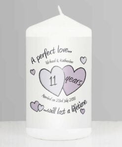 Personalised A Perfect Love Anniversary Pillar Candle