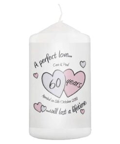 Personalised A Perfect Love Diamond Anniversary Pillar Candle