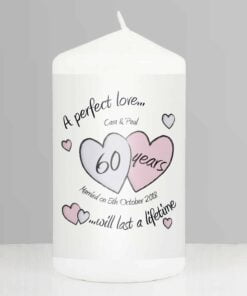 Personalised A Perfect Love Diamond Anniversary Pillar Candle