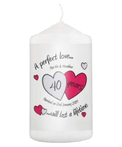 Personalised A Perfect Love Ruby Anniversary Pillar Candle