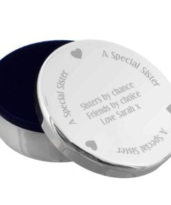 Personalised A Special Sister Round Trinket Box