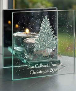 Personalised A Winter’s Night Mirrored Glass Tea Light Candle Holder
