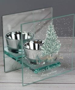 Personalised A Winter’s Night Mirrored Glass Tea Light Candle Holder