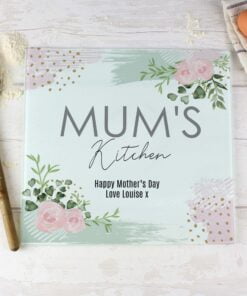 Personalised Abstract Rose Glass Chopping Board/Worktop Saver