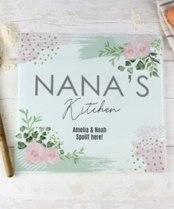 Personalised Abstract Rose Glass Chopping Board/Worktop Saver