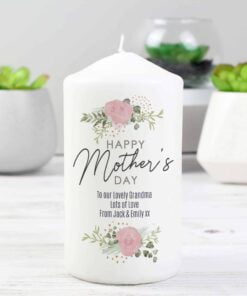 Personalised Abstract Rose Pillar Candle