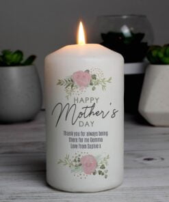 Personalised Abstract Rose Pillar Candle