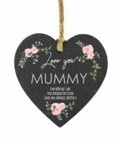 Personalised Abstract Rose Printed Slate Heart Decoration