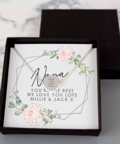 Personalised Abstract Rose Sentiment Silver Tone Necklace and Box