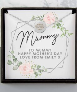 Personalised Abstract Rose Sentiment Silver Tone Necklace and Box