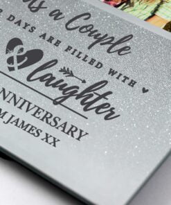Personalised Anniversary 4×4 Glitter Glass Photo Frame